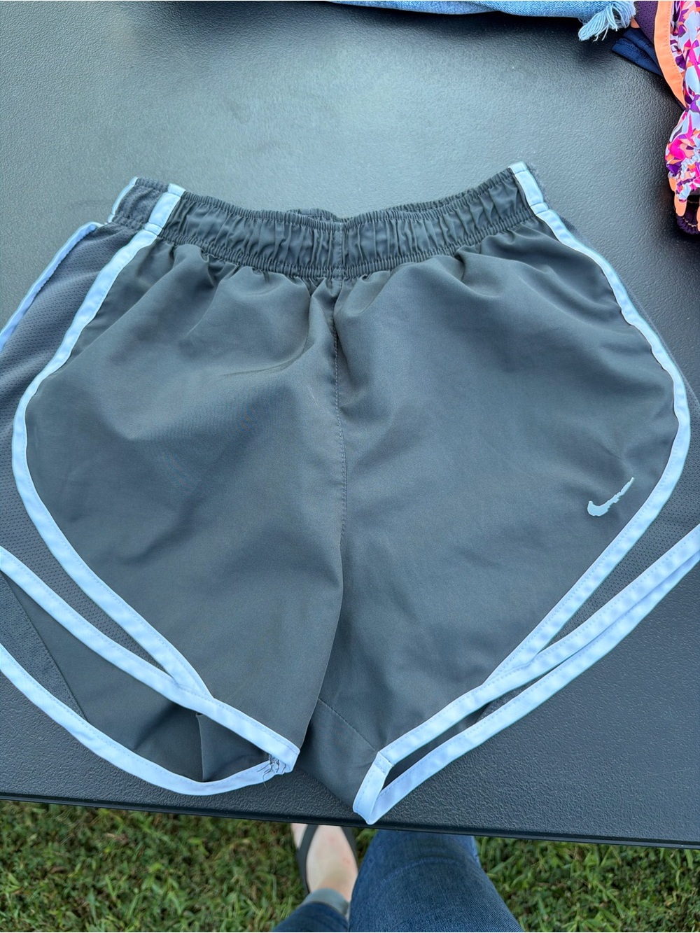 Nike Women's Black Athletic Shorts with Light Blue Trim